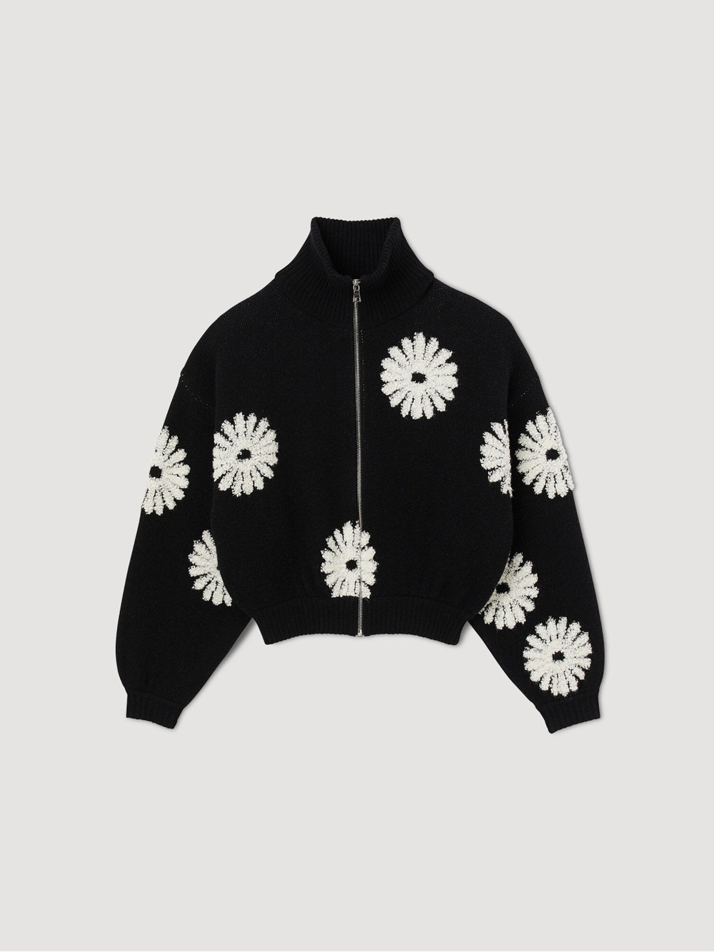 Sandro Floral Trucker Style Sweater - Picture 2 of 7